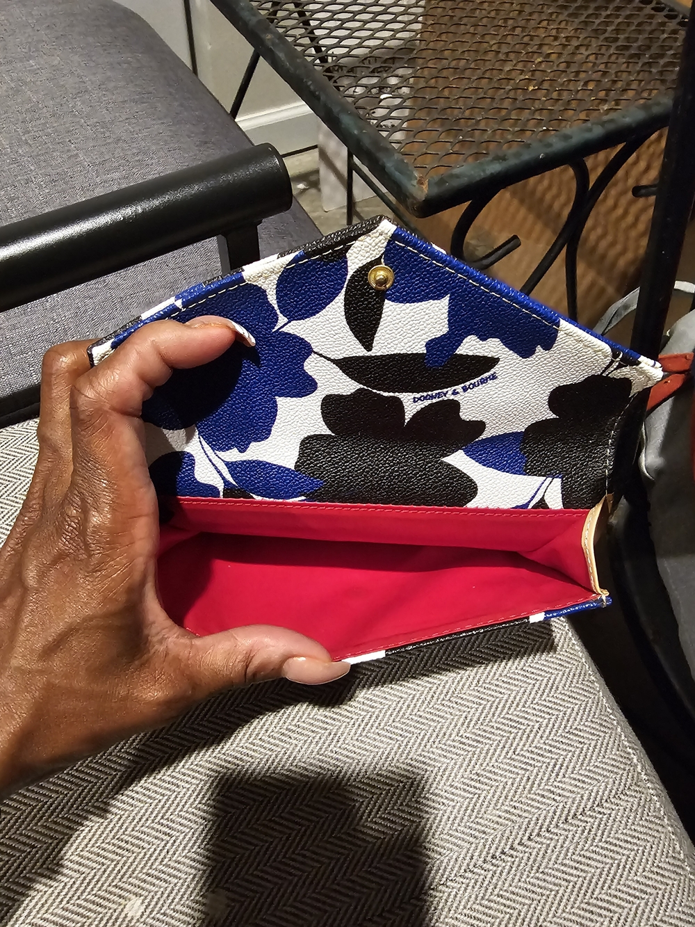 Dooney & Bourke blue, white, and bllue & Black Floral Envelope Wallet - Picture 3 of 3